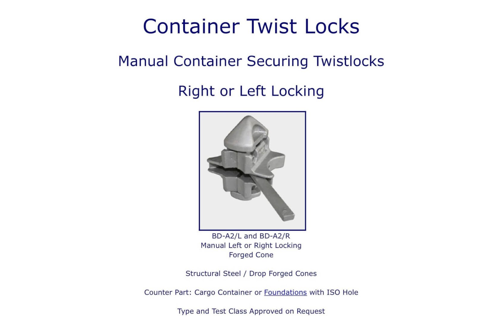 Twistlock goupilles empilage conteneurs
